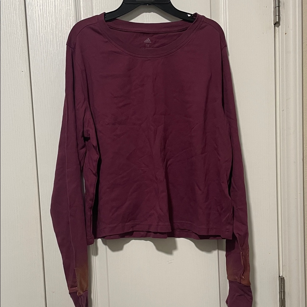 adidas Long Sleeve Crewneck Top in Wine